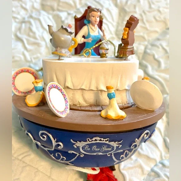 Rare Disney Magical Moments 2008 Belle Spinning Ornament Be Our Guest - Picture 1 of 8